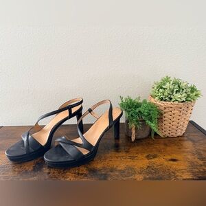 Naturalizer Abby Black Platform Heels | Slingback | Size 10M | Very Good |